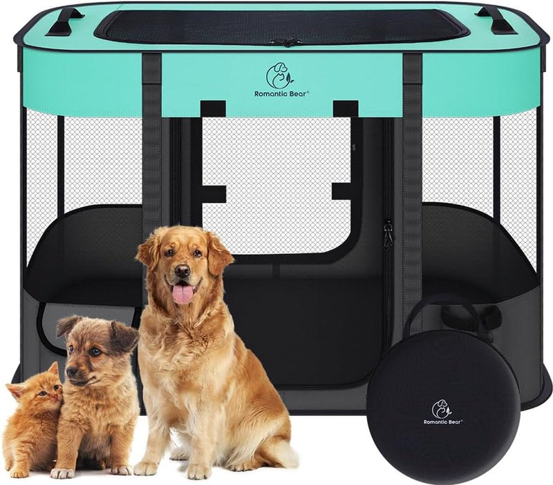 Puppyuitloop, hondenbox, opvouwbaar, waterdicht, afneembare transportbox, buitenren voor katten, konijnen, huisdieren, met draagbare handtas, hondenbox voor camping, reizen, M