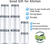 Voedselcontainers, vershoudpotten voor levensmiddelen, 8-delige set, met luchtdichte deksel, van kunststof, BPA-vrij