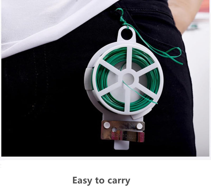 Tuindraad, 200 m, binddraad, plantendraad met afsnijapparaat, bloemdraad, groen, voor planten, binddraad, met kunststof ommantelde draad, groen, voor plantensteun