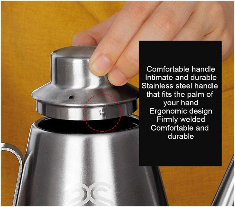 Oliekan 600 ml oliefan roestvrij staal olijfolie oliedispenser, lange opening ingrediëntendispenser oliefles kruidenketel kannetje voor olie, azijn, saus