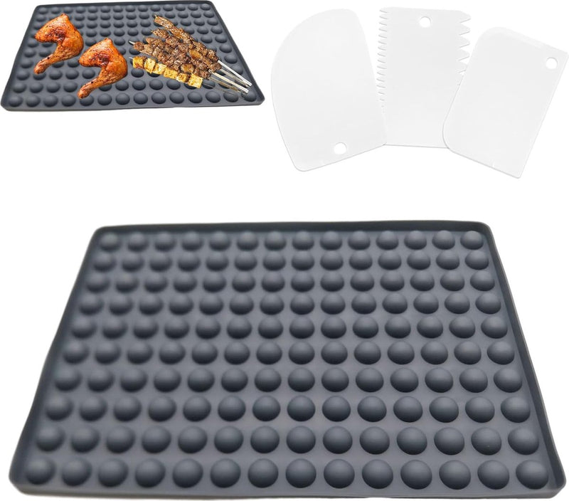 Bakmat, hondenkoekjes mini halve bal (2 cm), siliconen bakmat, hondenkoekjes bakvorm met deegspatel, anti-aanbaklaag, bakvorm voor doe-het-zelf hondenkoekjes en lekkernijen (grijs)