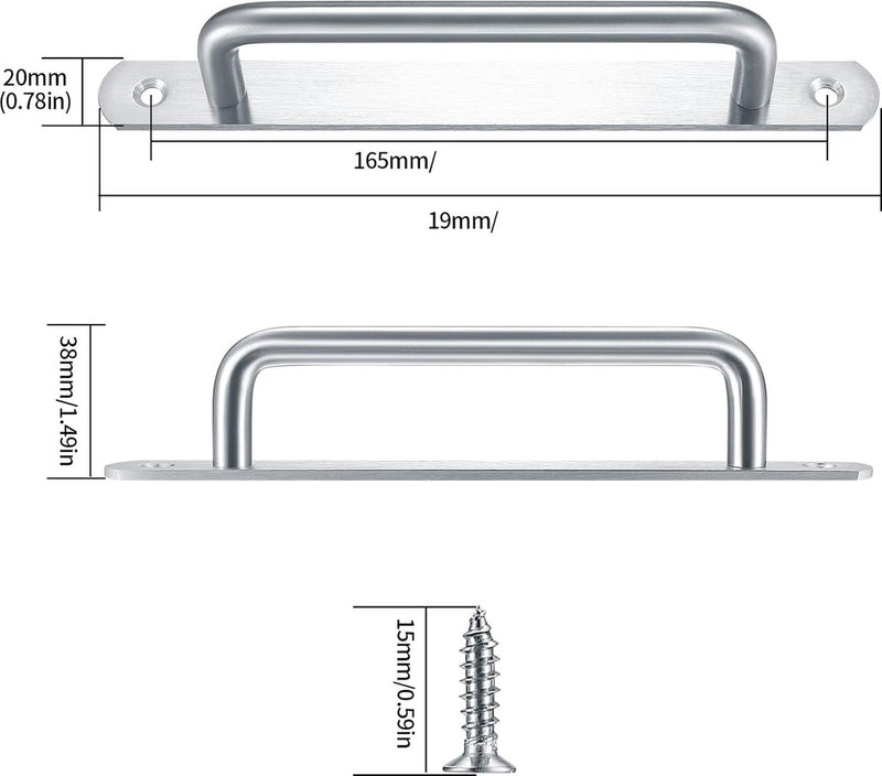 2 stuks schuifdeurgrepen, roestvrij stalen deurgrepen, schuurdeurgrepen, schuifdeurgreep met plaat, tuindeurgrepen voor kast, schuurdeuren, schuifdeurgrepen