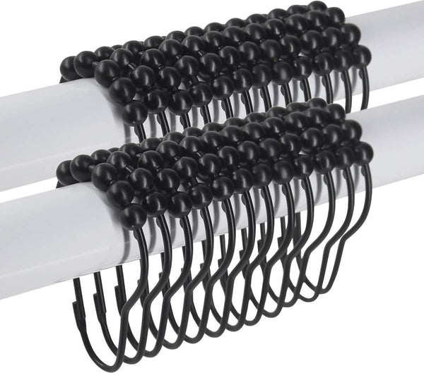 24 stuks douchegordijnhaken roestvrij staal gepolijst chroom douchegordijnringen zwart