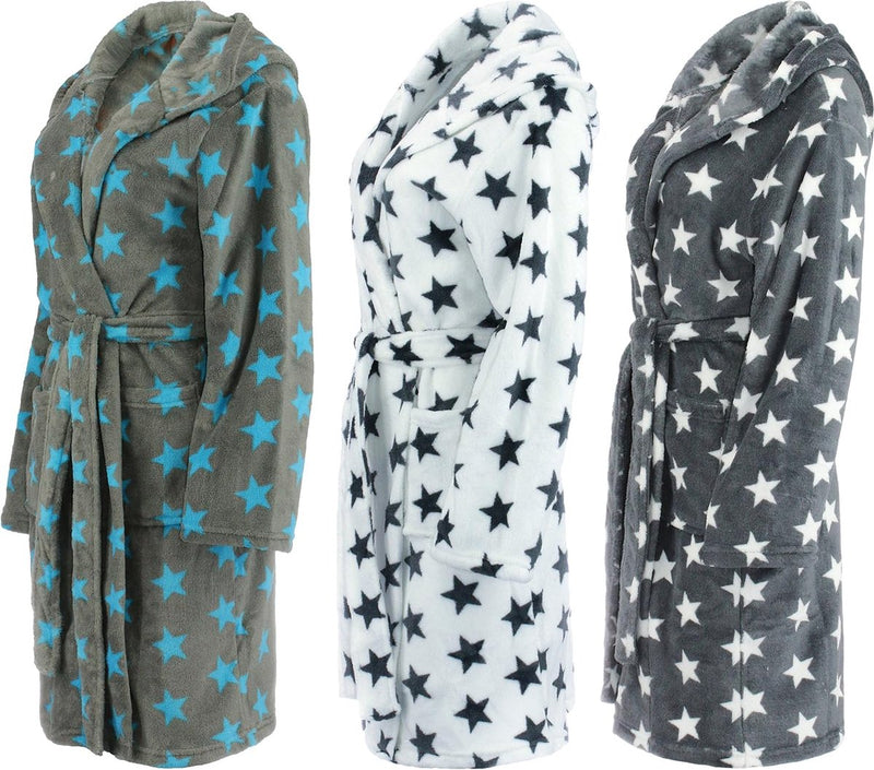 Damesbadjas met sterren, verkrijgbaar in de maten: S/M - L/XL en in de kleuren: antraciet/wit