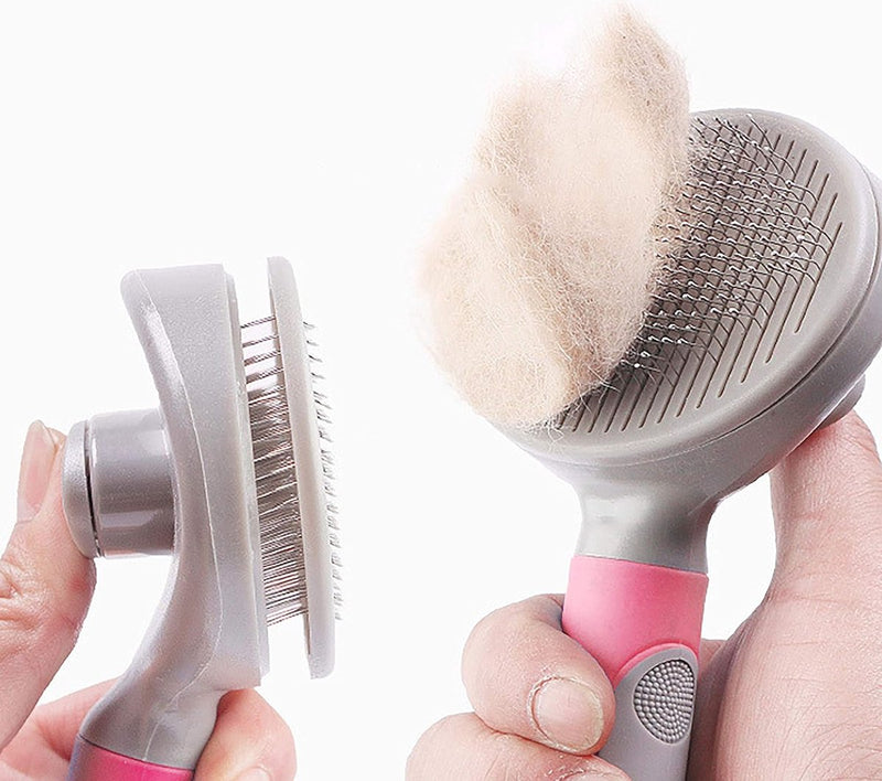 Premium Fachtborstel Dierenhaarkam DeShedding Tool Haarverwijderaar Professionele vachtverzorging voor hond & kattenbontborstel, roze