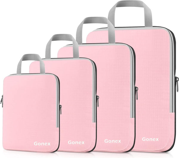 Compression Packing Cubes in a Set of 3 or 4, 4-Piece Set of Packing Cubes / Luggage Organisers / Garment Bags for Travel
