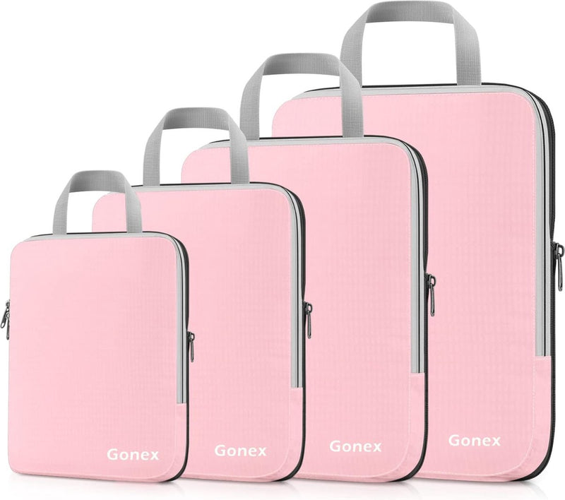 Compression Packing Cubes in a Set of 3 or 4, 4-Piece Set of Packing Cubes / Luggage Organisers / Garment Bags for Travel