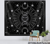 Wandtapijt maanfasen wanddoek zwart wandtapijt maan wanddecoratie psychedelisch tapijt gothic wandtapijten wandtapijt trippy wanddoek muur opknoping muur deco 180x230cm