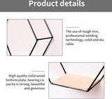 Set van 3 hexagon wandplanken, hangrek, metaal en hout, zwevend rek, wandopslag, organizer voor keukenrek, badkamer, slaapkamer, wanddecoratie (zwart)