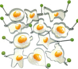 Gebakken eiervormen voor de pan, 11 stuks, roestvrijstalen gebakken eiervorm Gebakken eierpan met handvat