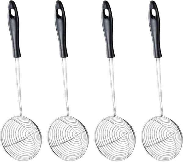 Keukenzeef roestvrij staal vergiet pastazeef fondue zeef scheeplepel zeef zeeflepel zeef zeeflepel voedselzeef sleuflepel skimmer lepel voor hot pot keuken bakken koken 4 stuks S