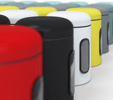 Voorraaddozen, set van 3, 1,9 l, met deksel en kijkvenster voor levensmiddelen, stabiele voorraadcontainer, metalen blikjes voor koffie, thee, ontbijtgranen, koffieblik,