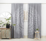 Indian Hippie Gordijn Boheemse Stijl Olifant Mandala Grijs Zilver