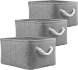 Stoffen opbergdozen Opbergmanden Organizer voor thuiskantoor Schoolplanken Kasten Speelgoed en meer, set van 3 (grijs, klein)