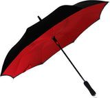 Omkeerparaplu automatisch - kan ondersteboven worden geopend, Zwart/Donkerrood, Omkeerparaplu