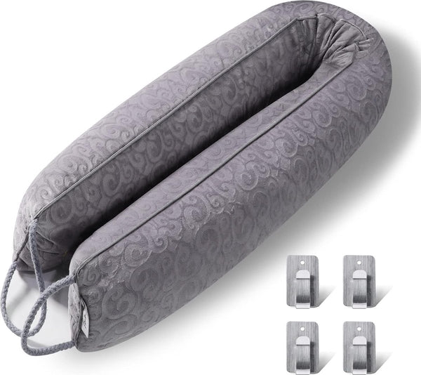 Tochtstopper, 87 cm, extra zware deurafdichting, wasbaar, energiebesparend, tochtstopper voor deuren en ramen, met 4 zelfklevende haken, blokkeert lucht insect, licht geblokkeerd, deuropeningen