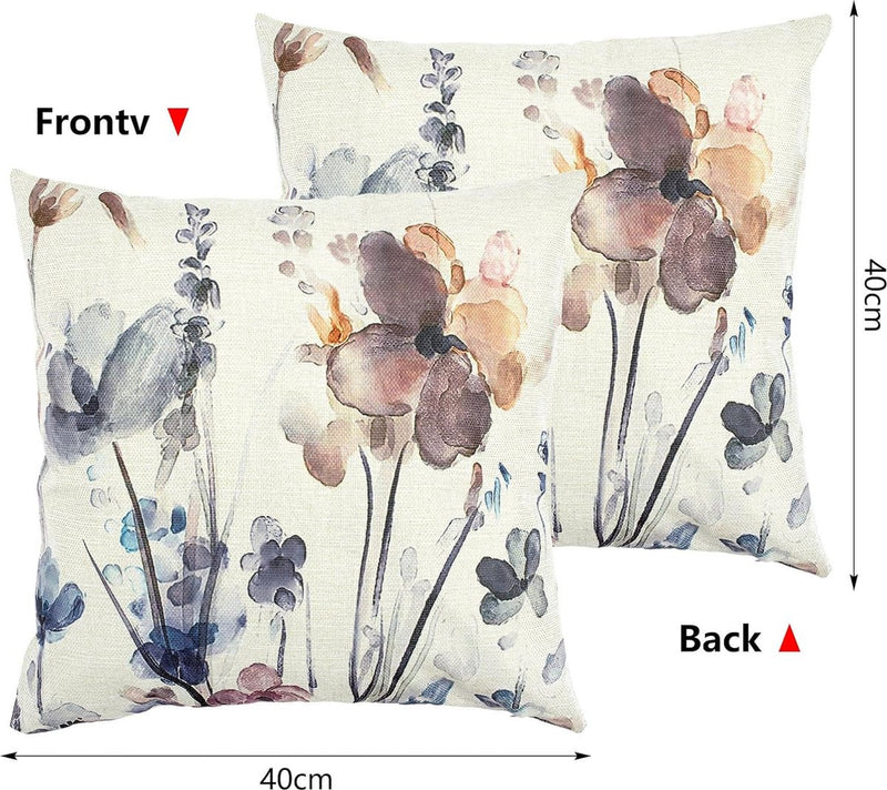 Kussensloop 40 x 40 cm, set van 4 linnen, decoratieve kussenhoezen voor bank, woonkamer, slaapkamer, kantoor, woondecoratie (40 x 40 cm, stijl 1)