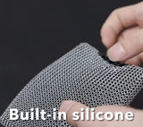 Gietijzeren reinigingsketting fijne ring 316 roestvrij staal schuursponsje - ingebouwde siliconen met gelaste ringen voor gietijzeren pot BBQ-servies