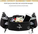 Hardloopriem met ritsvak, 2 bidons, 2 elastische banden en riemen. (Zwart zwart)