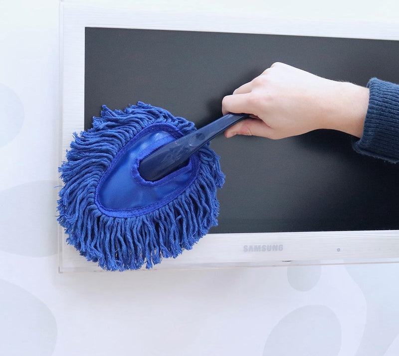 Gewaxte mini plumeau blauw