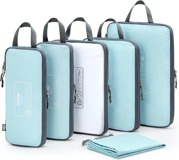 6-delige set compressiepakkubussen & verpakkingskubussen & kofferorganizerset & uitbreidbare kledingtassen & kleding paktassen voor vakantie reizen