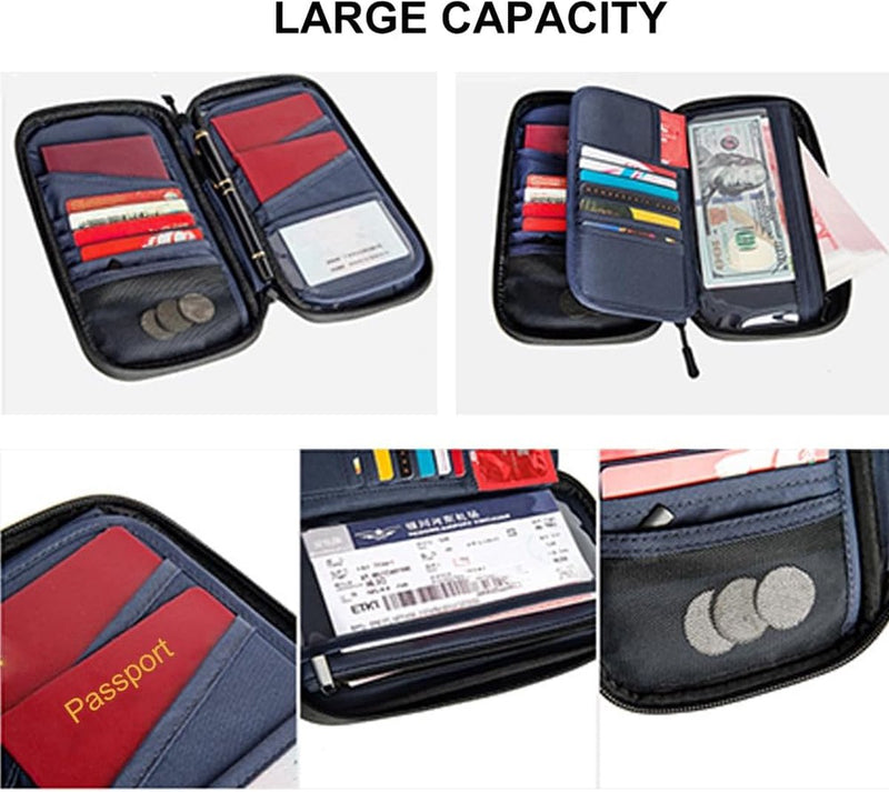 Paspoorttas, draagbare paspoorthoes, reisdocumentenorganizer, met RFID-blokkering, reisorganizer, zwart