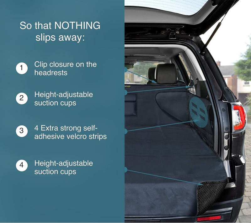 Kofferbakdeken voor honden XXL, kofferbakbescherming voor elke auto, antislip coating, robuuste hondendeken met zijbescherming, 185 x 105 x 36 cm