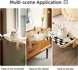 Kattenhangmat, verwarming, vensterbanken voor katten, vensterbank, kattenhangbed, raam, ruimtebesparend design, tot 18 kg, 55 x 40 cm, groot beige