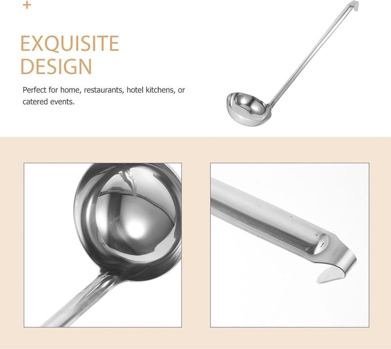 Soeplepel roestvrijstalen keukengerei lange steel keukenlepel lepel met haak voor het ophangen van serveergerei 13 cm