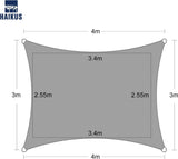 Zonnezeil, 3 x 4 cm, rechthoekig, premium HDPE, wit, waterdoorlatend, zonwering, vierkant, voor tuin, balkon en terras, met inslagringen en bevestigingskoorden, rechthoekig, 3 x 4 m, wit