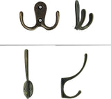 15 stuks dubbele wandhaken, wandjashaken en 10 stuks zwanenhals-haken, kledinghaken met schroeven, voor garderobehaken, badkamer, keuken, retro