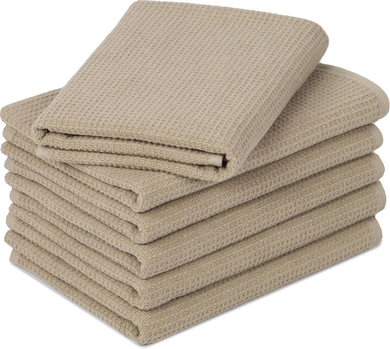 Set van 6 handdoeken wafelpique, 100% katoen, 50x70 cm, cappuccino