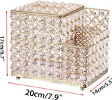 Household Cube Vierkante Tissuehouder Box met Multifunctionele Organizer Zijvak voor Afstandsbediening Vanity Make-up Cosmetics Pen Pencil (Goud)