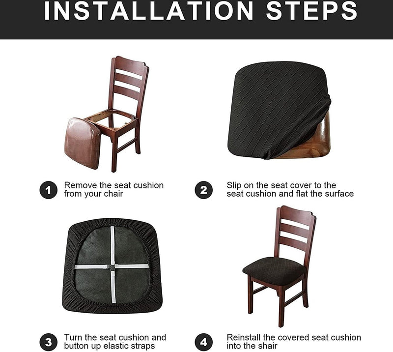 Stretch Diamond Mesh Waterdichte Eetkamerstoelhoezen Eetkamerstoelhoezen Keukenstoelhoezen met gesp (Taupe, 6)