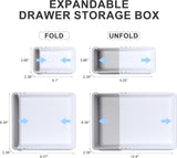 Set van 5 kledingkastorganizerladen, opvouwbare ladeorganizerkleding, organizersysteemgarderobe voor make-up, bureau, kantoor, badkamer, badkamer, melkwit