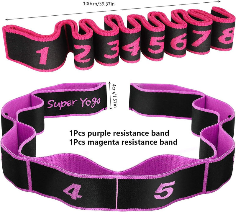 Yoga stretchband, yoga stretchband met 8 lussen yoga stretchband fitness pilates fysiotherapie stretchband voor asana's stretch stretch