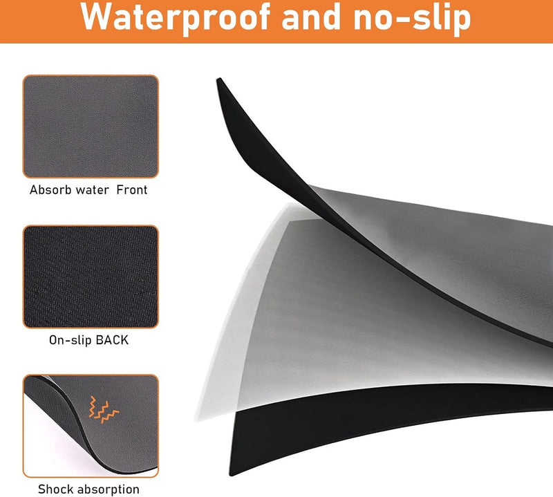 Koffiezetapparaat afdruipmat, 40 x 50 cm, sneldrogende afdruipmat voor serviesrek, keuken, koffiezetapparaat, badkamer, toonbank, bar (grijs)