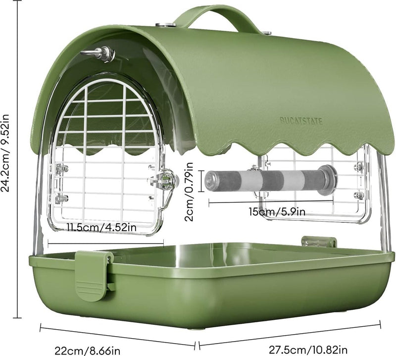 Vogeltransportrugzak met zitstang, reisvogelkooitas, licht met schaduwafdekking, kijkvenster voor papegaaien, kleine valkparkieten en andere vogels van vergelijkbare grootte (groen)