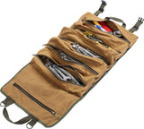 Roltas voor gereedschap, van gewaxt canvas, grote moersleutelrol met 6 vakken met ritssluiting, multifunctionele roltas