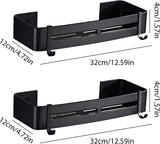 Shower Caddy No Drilling 2 Pack Shower Shelf with 2 Hooks for Bathroom Kitchen Toilet Aluminium Matt Black