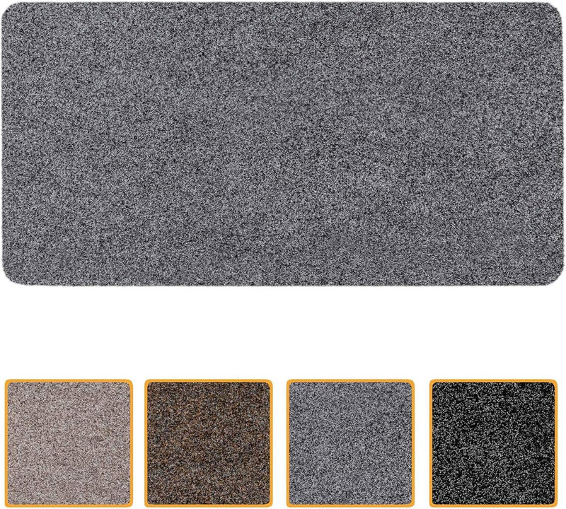 Deurmat, vuilvangmat, wasbaar, waterdicht, robuust, vuilvanger voor ingang, huisdeur, hal, keuken, slaapkamer, poet, afmeting 40 x 80 cm, tapijt, grijs