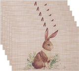 Afwasbare placemats, set van 6, paaseieren met bloemen, cartoon, konijn, tafeldecoratie Pasen, lente, banket, placemats, vakantie, party, decoratie, placemats seizoensgebonden placemats