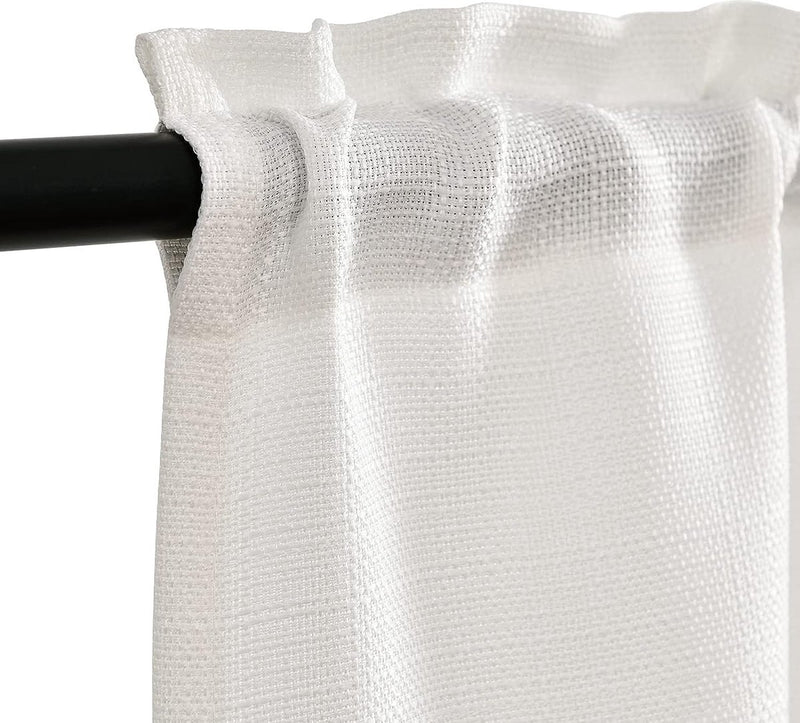 Vitrage Semi-transparant Bistrogordijn Keuken Gordijnen Privacy Raamgordijn Uni Kort Gordijn Glasgordijnen Raamgordijn voor Woonkamer Landhuis Set van 2 70B x 90 H (cm) Wit