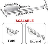 Handdoekhouder zonder boren, zilver 304 handdoekhouder, geborsteld roestvrij staal, uittrekbare handdoekstang om te plakken, voor badkamer en keuken, 23 tot 38 cm