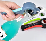 5-delige multifunctionele blikopenerset, 5-in-1 dekselopener, bierflesopener, antislip rubberen potopener (grijs en blauw)