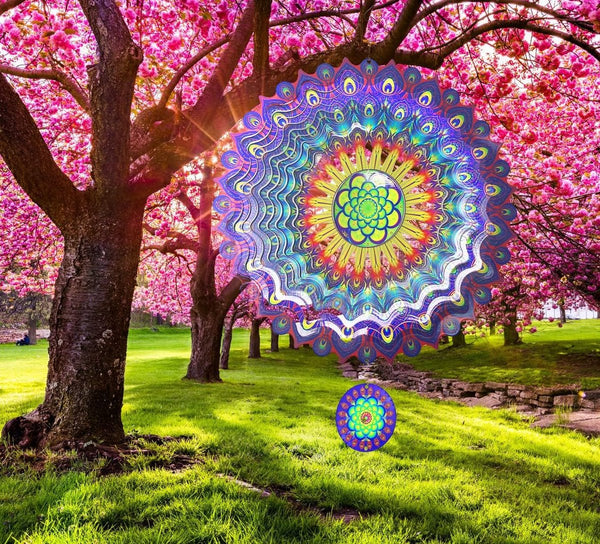 3D Mandala Windgong 30cm Roestvrij Staal Hangende Windspinner Metalen Kunst Kinetische Decor Tuin Buitendecoraties