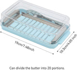 Boterdoos, roestvrijstalen botersnijder snijapparaat, 2 in 1 botersnijcontainer met transparant deksel boterkaasdoos voor het bewaren van kaas voor keukenkoeling (blauw)
