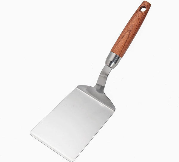 Spatel metalen spatel grillspatel massief roestvrij staal spatel met houten handvat voor braadpannen, grill, pannenkoeken, BBQ 28,3 cm