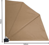 Inkijkbescherming waaiers 140x140cm beige Easy Mount met beschermhoes en extra wandplaat balkon scheidingswand windscherm zonwering