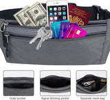 Heuptas voor dames en heren, platte heuptas, voor reizen, sport, RFID-bescherming, waterdicht, joggen, fietsen, reizen, hardlopen, grijs, een grotere opbergruimte aan te bieden